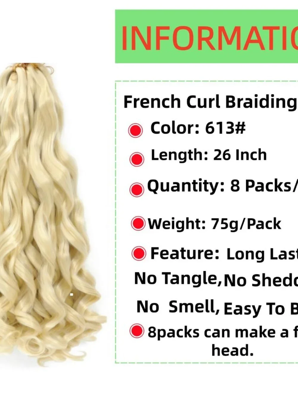 Blonde French Curl Synthetic Hair Extensions